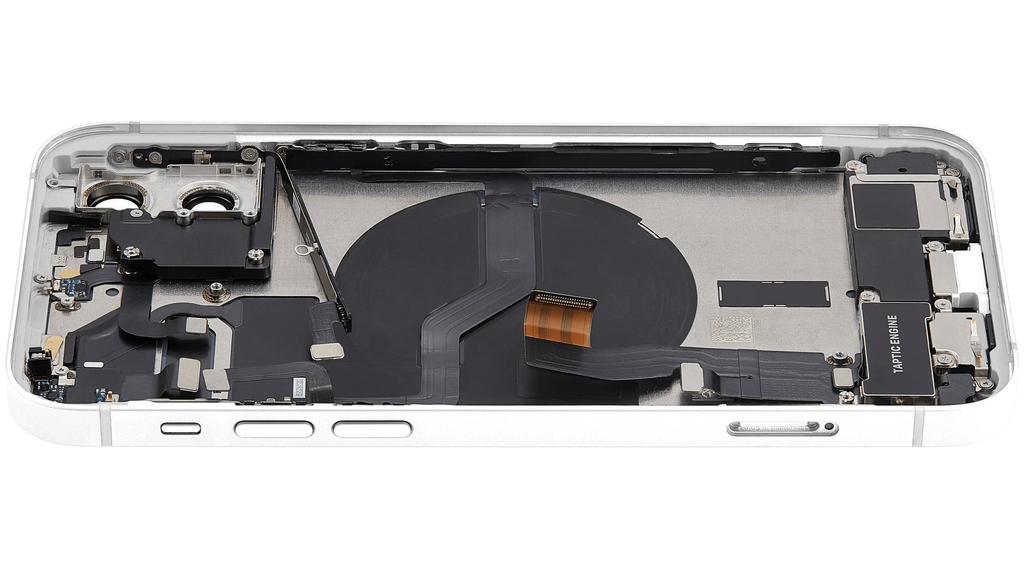Backcover/Rahmen mit Ladebuchse Flex & Small Parts für iPhone 12 (EU / Global Version) (gebrauchter OEM-Ausbau, Qualität A) (Weiß)