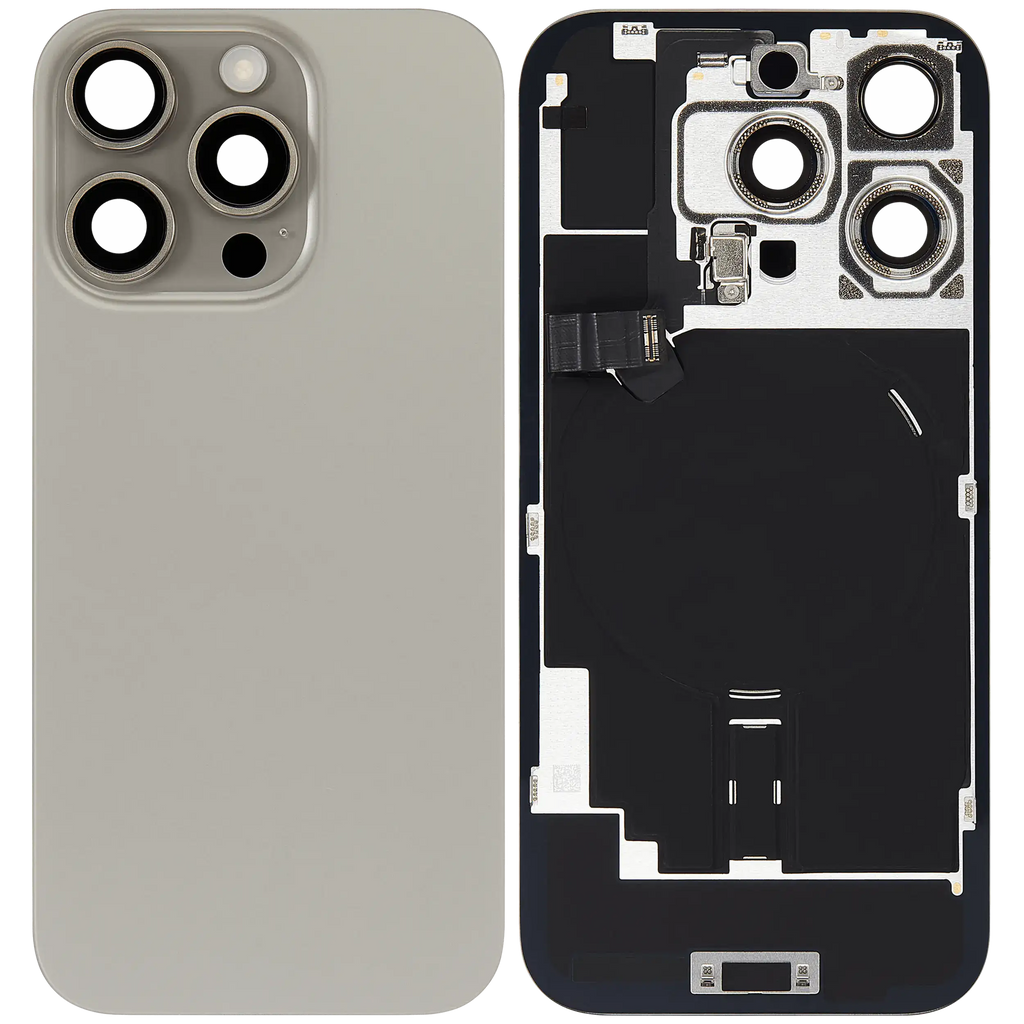 Backcover mit MagSafe Magnet & NFC & Blitz-Flexkabel für iPhone 16 Pro (gebrauchter OEM-Ausbau, Qualität C) (Natural Titanium)