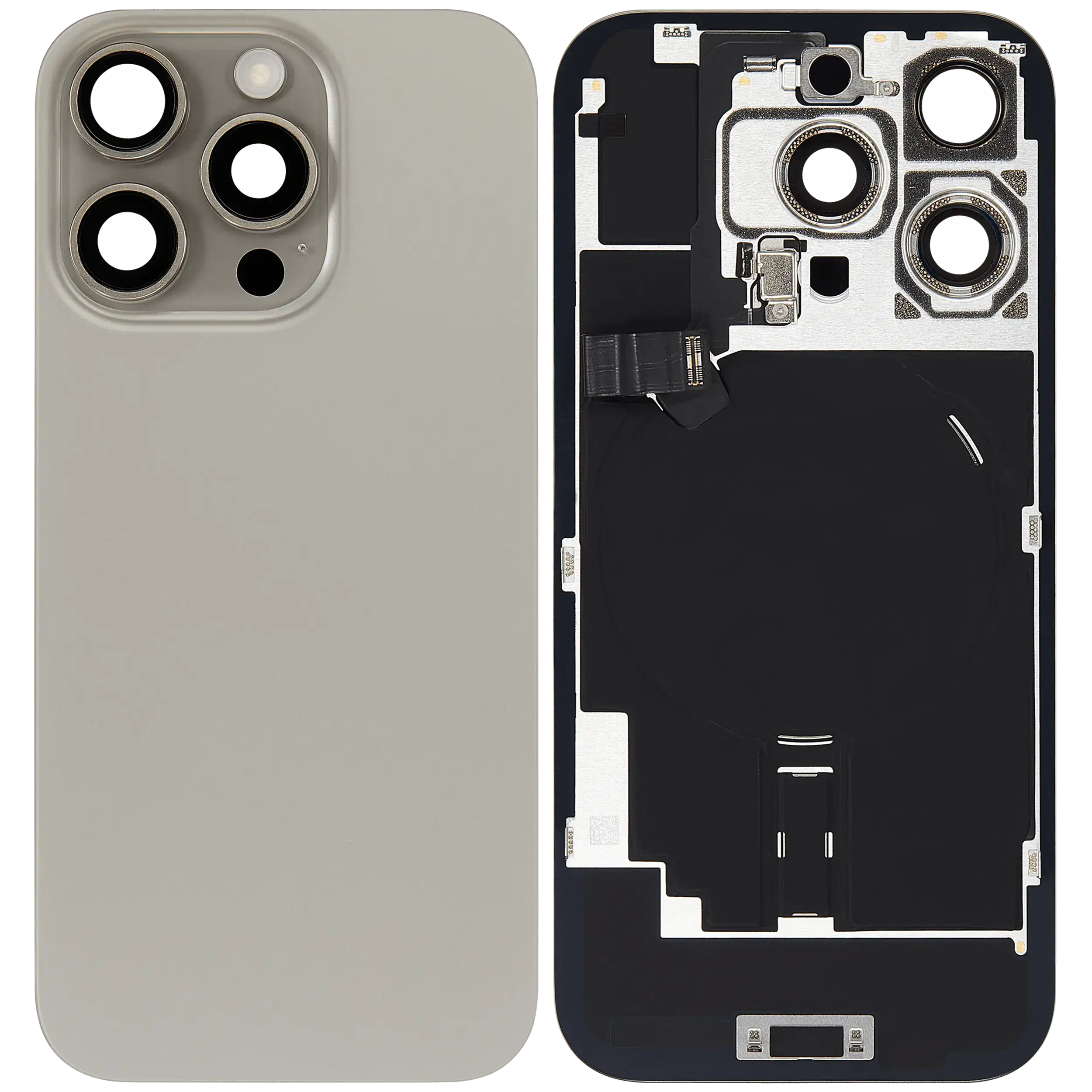 Backcover mit MagSafe Magnet & NFC & Blitz-Flexkabel für iPhone 16 Pro (gebrauchter OEM-Ausbau, Qualität C) (Natural Titanium)