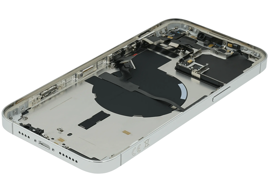 Backcover/Rahmen mit Small Parts für iPhone 14 Pro Max (EU / Global Version) (gebrauchter OEM-Ausbau, Qualität C) (Silber)