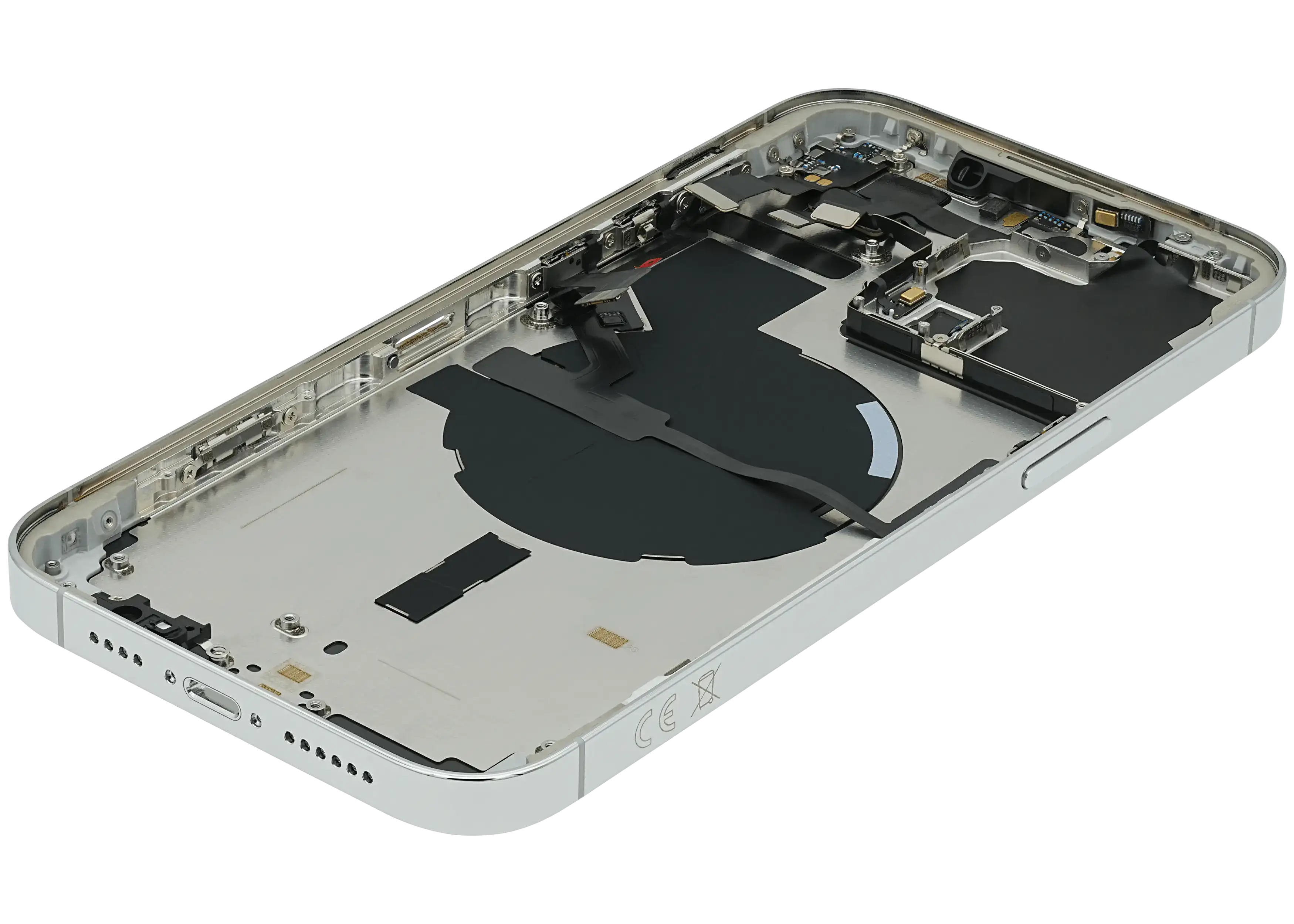 Backcover/Rahmen mit Small Parts für iPhone 14 Pro Max (EU / Global Version) (gebrauchter OEM-Ausbau, Qualität C) (Silber)