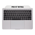 Top Case mit Keyboard (ISO UK) and Trackpad für MacBook Pro 13" A1708 (2016-2017) (gebrauchter OEM-Ausbau, Qualität A) (Silber)