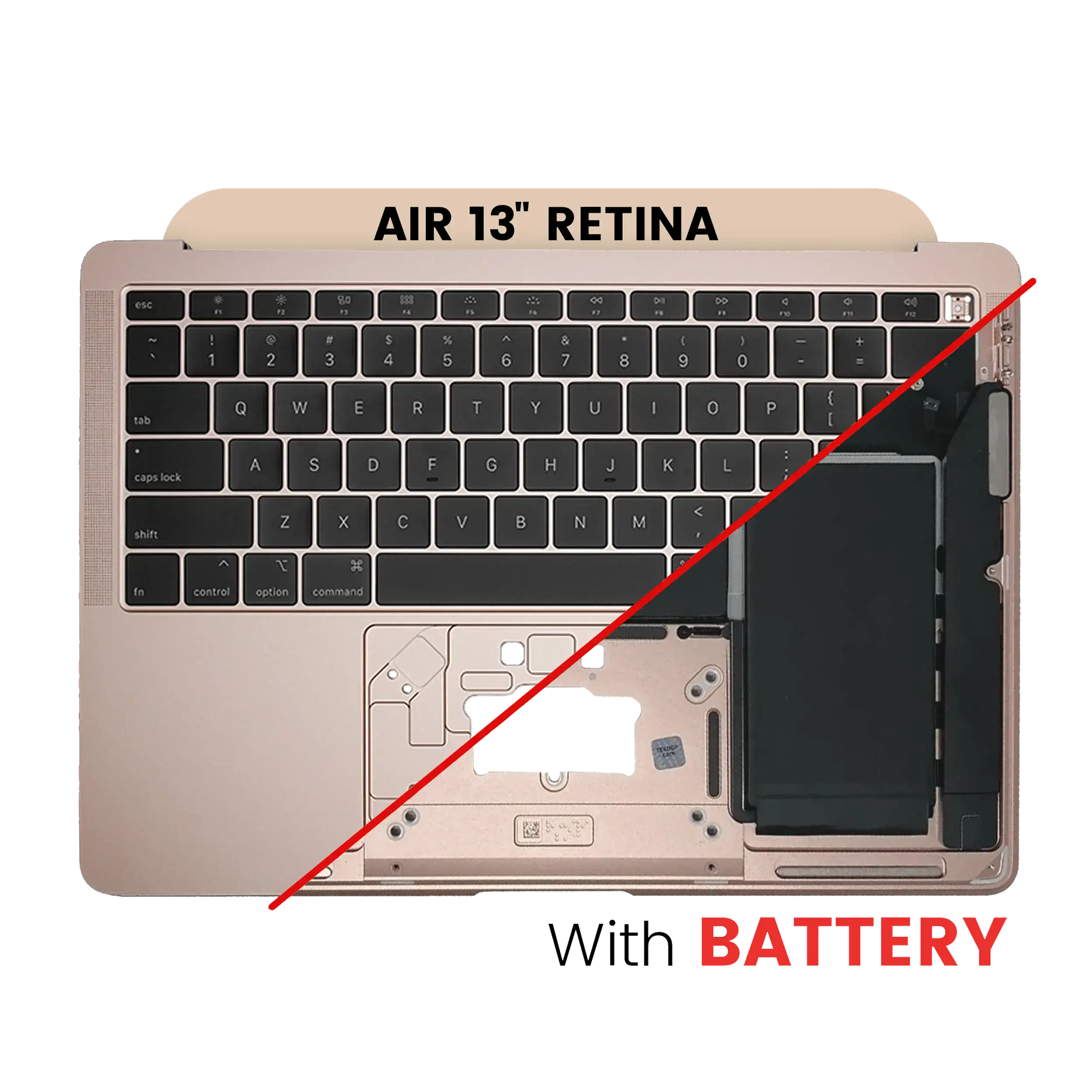 Top Case mit Akku and Keyboard (ANSI US) für MacBook Air 13" A1932 (2018-2019) (gebrauchter OEM-Ausbau, Qualität B/C) (Rose Gold)
