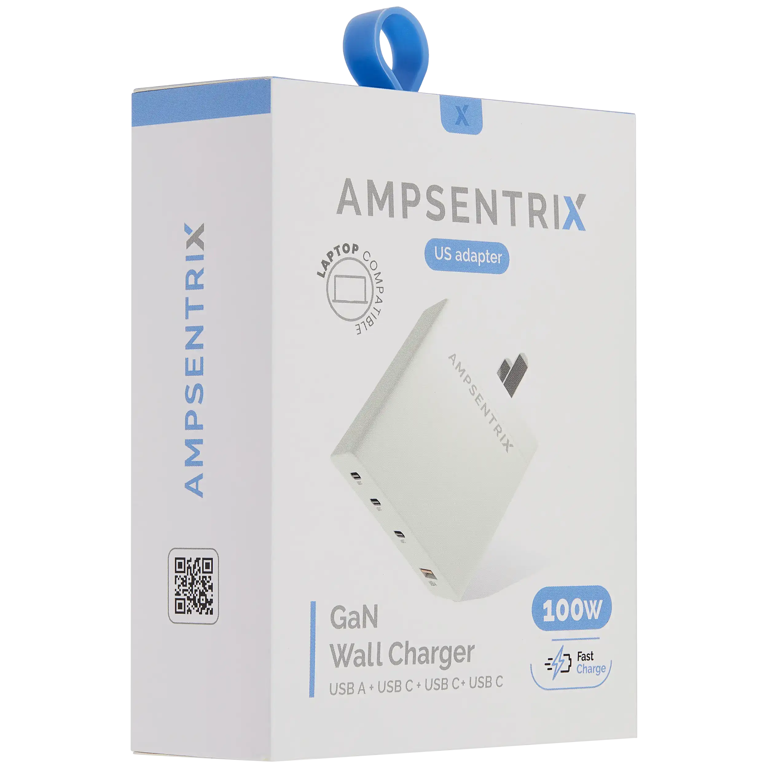Ampsentrix Wandadapter 100W mit 4 USB-Steckplätzen (USB-C & USB-A)