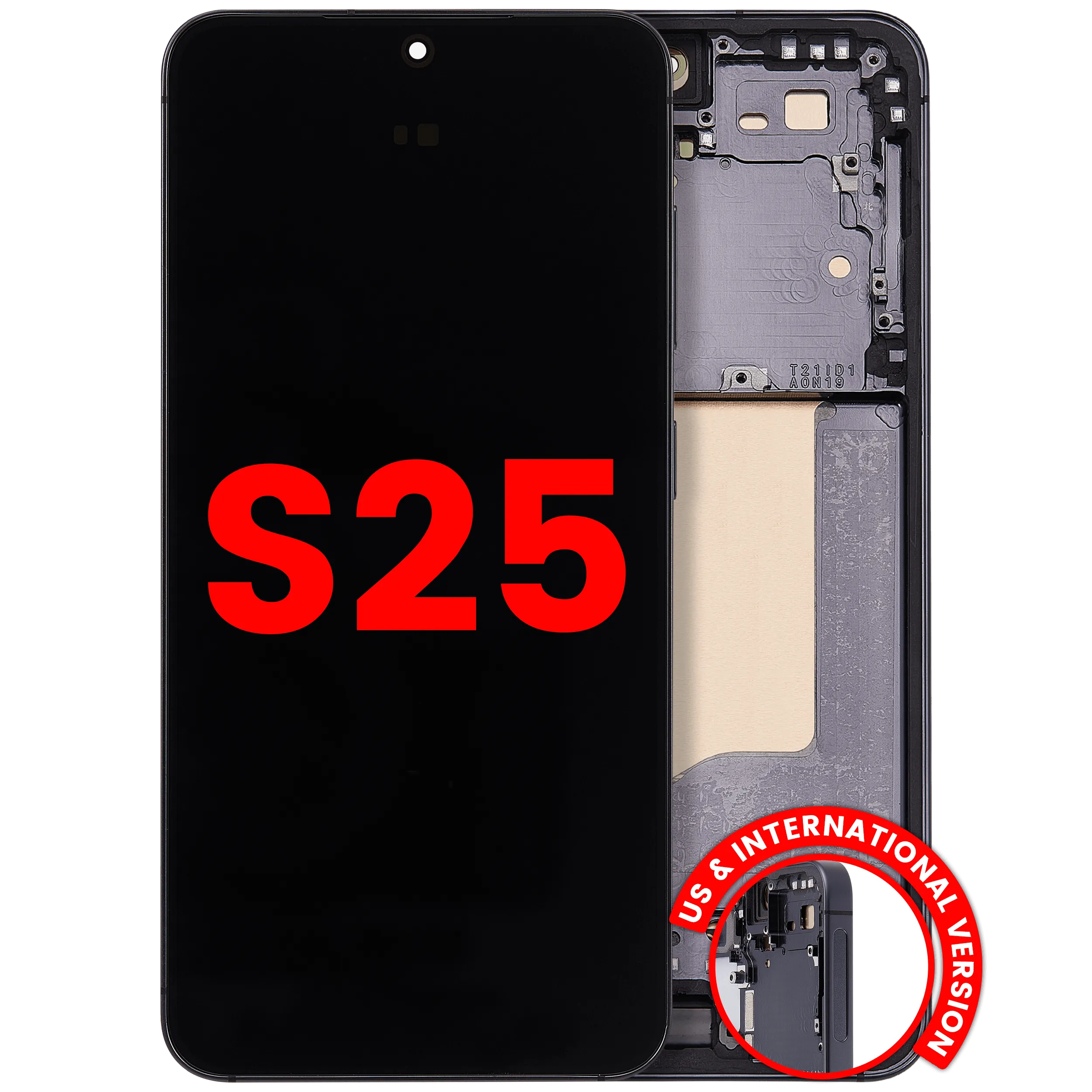 OLED-Display mit Rahmen für Samsung Galaxy S25 5G (US & International) (Aftermarket Plus) (Blau Schwarz)