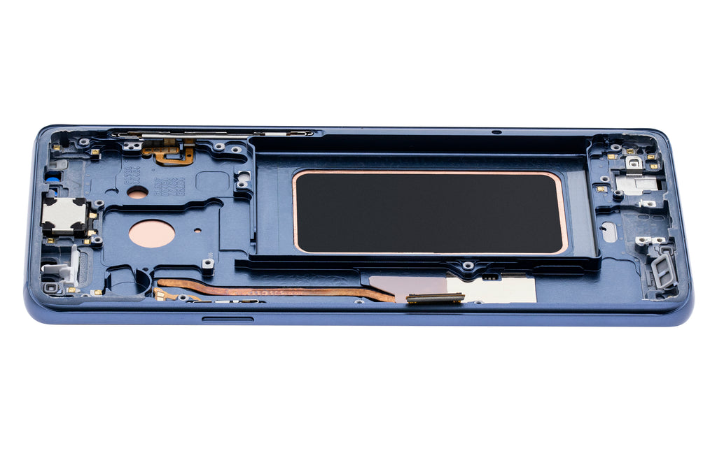 OLED-Display mit Rahmen für Samsung Galaxy S9 Plus (gebrauchter OEM-Ausbau, Qualität B/C) (Coral Blau)