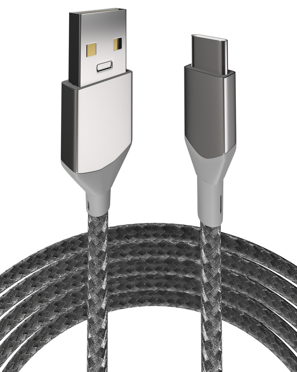 USB Type C to USB Type A Cable (1 m / 3 ft) (AmpSentrix Infinity) (Silver)
