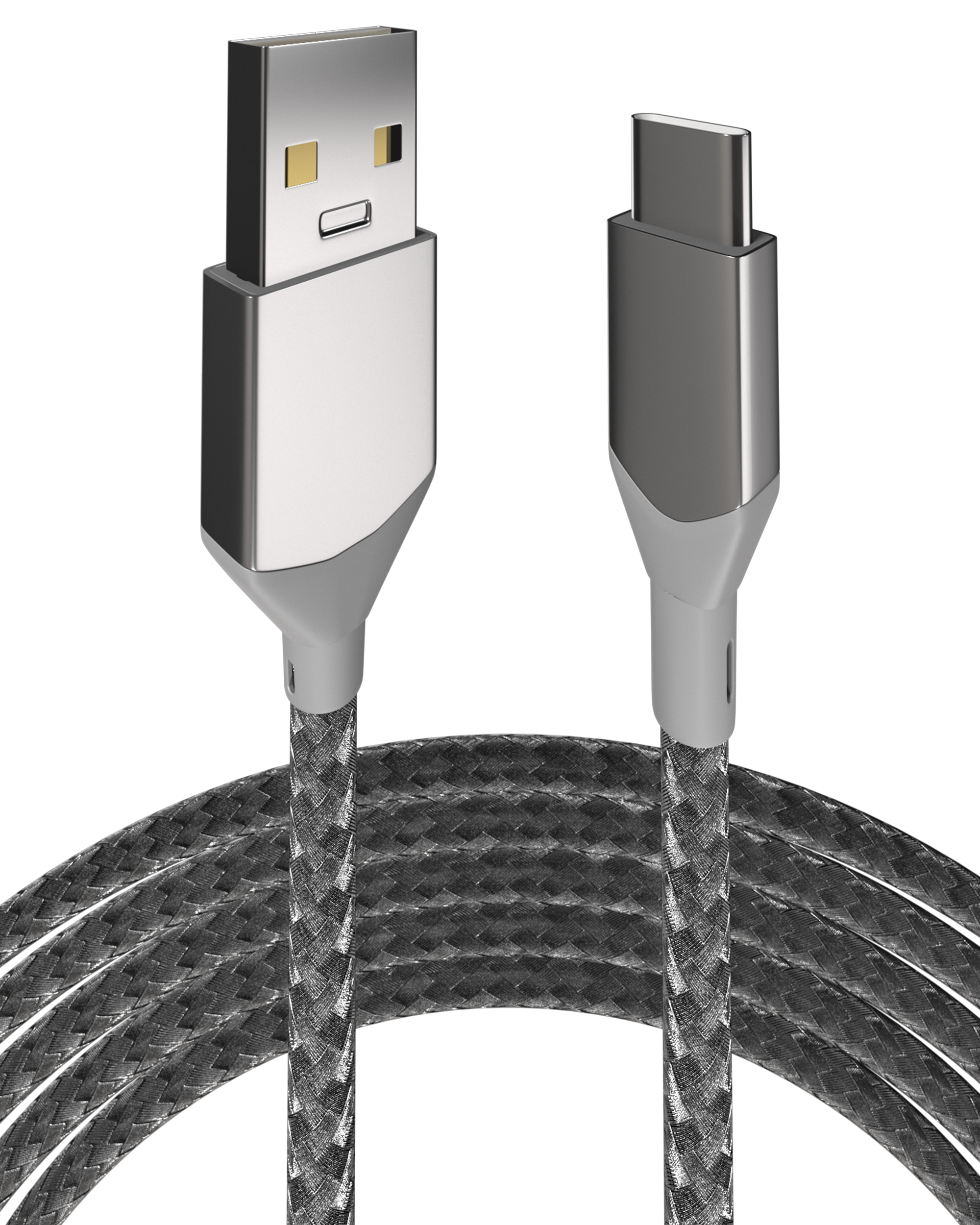 USB Type C to USB Type A Cable (1 m / 3 ft) (AmpSentrix Infinity) (Silver)