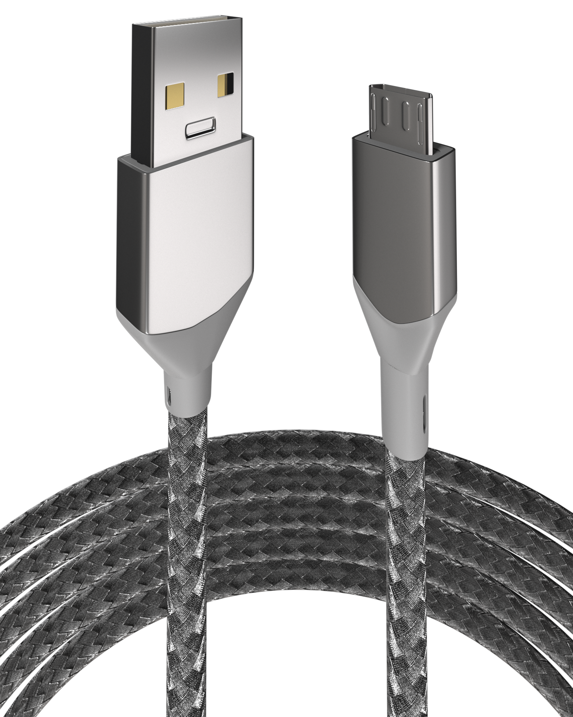 Micro-USB auf USB Typ A Kabel (1 m / 3 ft) (AmpSentrix Infinity) (Silber)