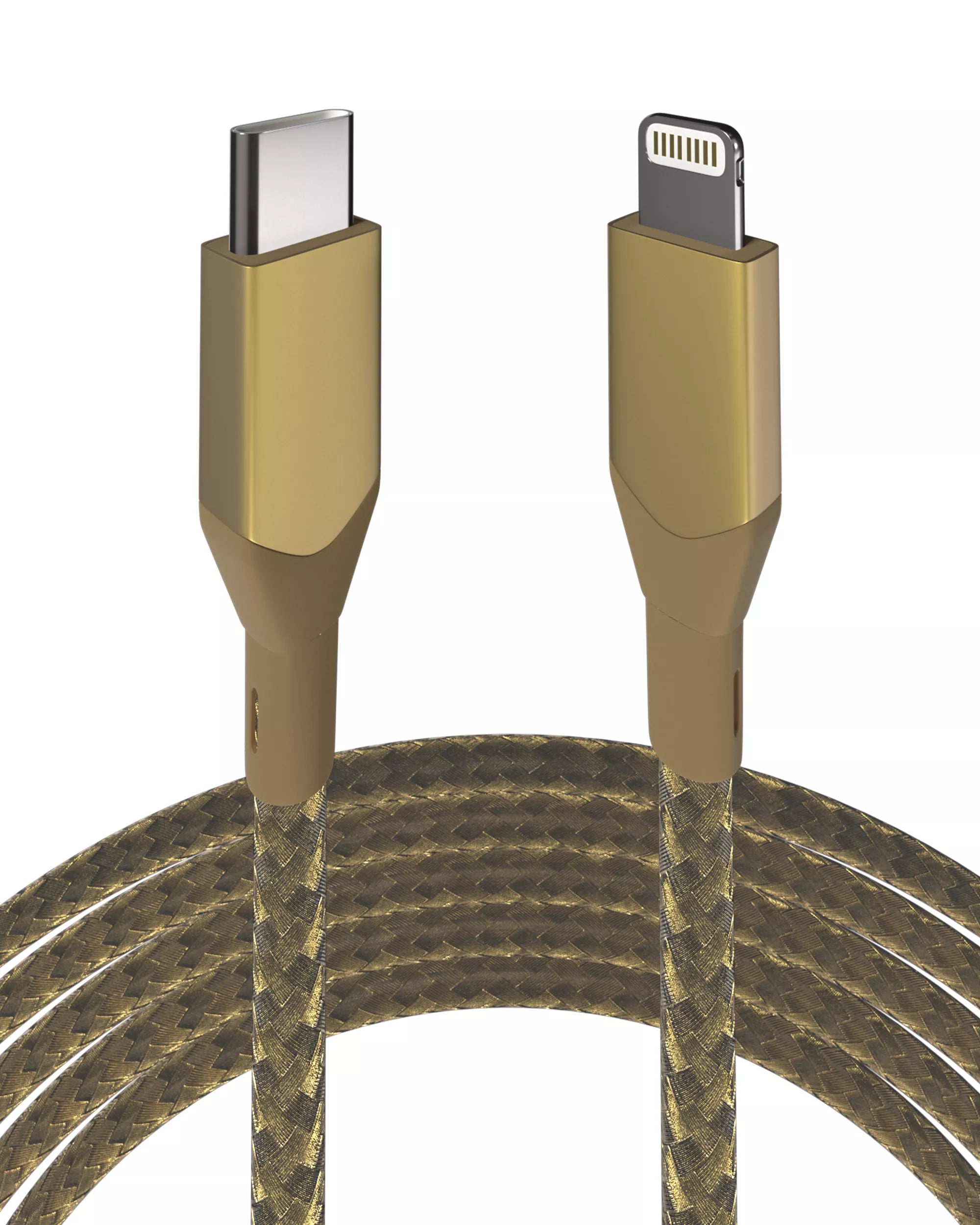 AmpSentrix Lightning-USB-C Ladekabel Non-MFI 1m Gold