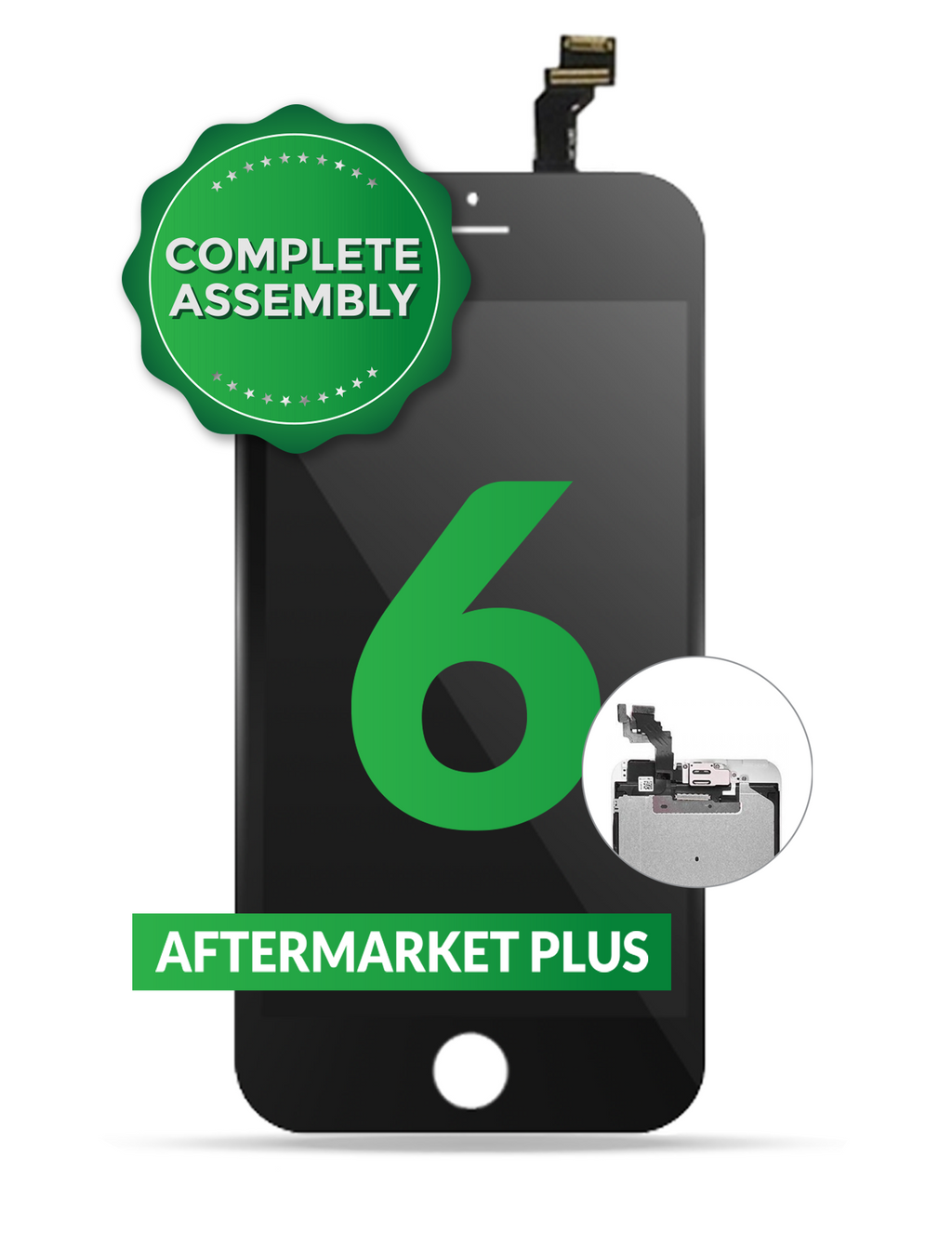 Complete LCD-Display für iPhone 6 (mit Front Camera: Prox Sensor & Ear Speaker) (Aftermarket Plus Quality: XO6) (Schwarz)